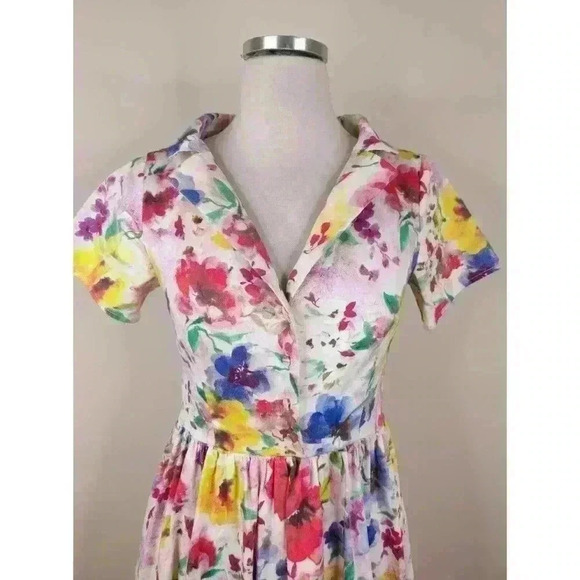 Myrtlewood of California Floral Fit Flare Dress Retro Colorful Cottagecore - Picture 4 of 10